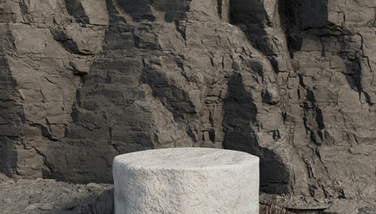 White Stone podium close up shot for luxury products displays a natural background for product placement 3d render
