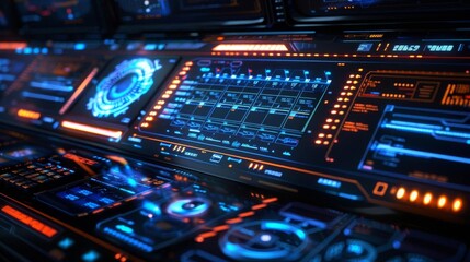 The image shows a control panel with a lot of buttons and lights. It looks like something from a spaceship or a sci-fi movie.
