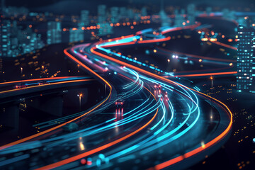 Fototapeta premium Design a smart city infrastructure that integrates AI technology to optimize traffic flow, reduce energy consumption, and enhance public safety through data-driven decision-making