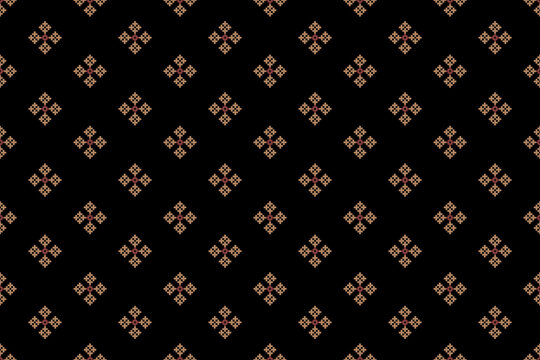 Beautiful vintage cross stitch traditional ethnic pattern.floral pixel art embroidery. Elegance background abstract Aztec beautiful seamless pattern for fabric,cloth,dress,carpet,curtain,sarong,batik.