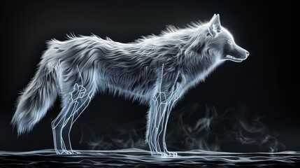 Obraz premium A luminous husky, glowing softly, appears as a transparent creature, Ai Generated