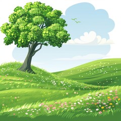 Green Fields Background Illustration