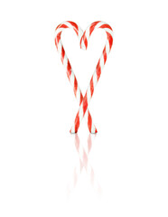 Heart made from Christmas candy cane isolated