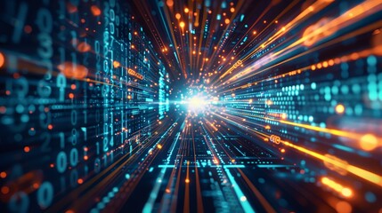 Fototapeta premium Cyberspace with binary code, digital world backdrop. Ai Generated