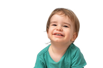 Portrait of a cute cheerful child looking at the camera close png