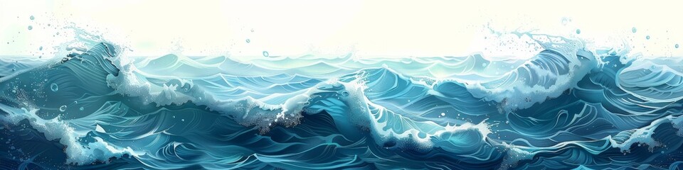 Splashing blue water waves.