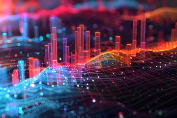 Predictive Data Model Illustrating Future Trends in 3D