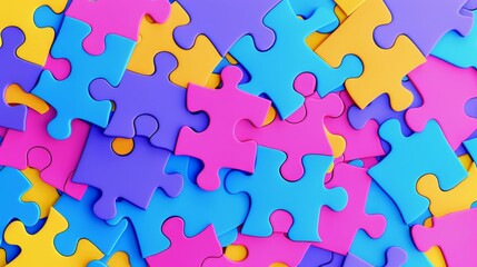 A background with colorful puzzle pieces, Ai Generated