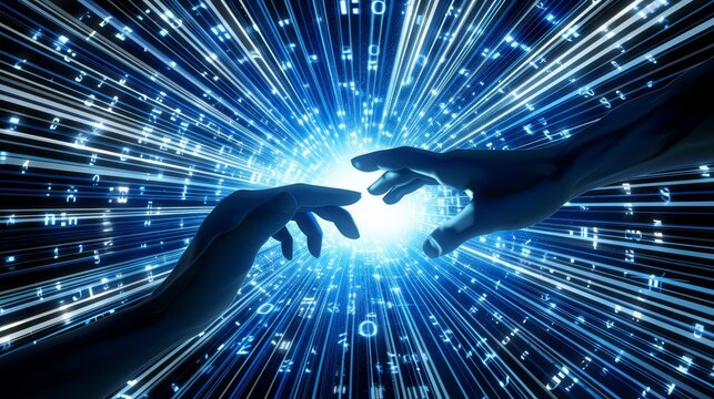 An abstract background depicting the concept of data being handed to the next entity, Ai Generated