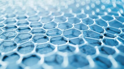 Fototapeta premium White hexagonal pattern on a blue background, depicting molecular or technological connections