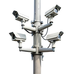 Cctv cameras on isolated poles in a tech setting
