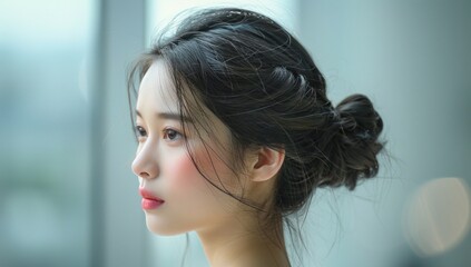Fototapeta premium A minimalist interpretation of the ballerina bun, showcasing clean lines and refined poise.
