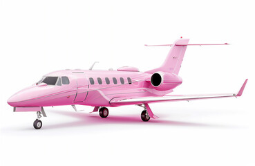 Luxury Pink Private jet illustrations isolated on white