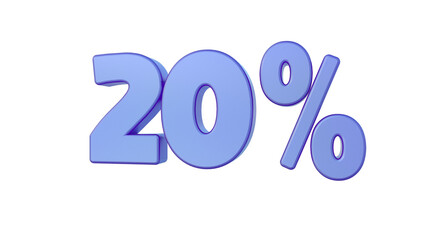 Blue 20 percent discount isolated 3d render illustration