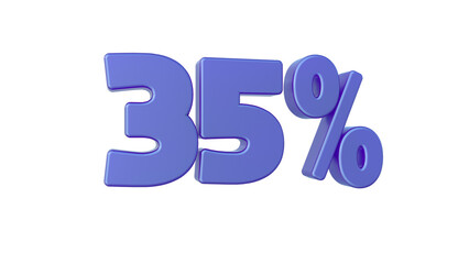 Blue 35 percent discount isolated 3d render illustration