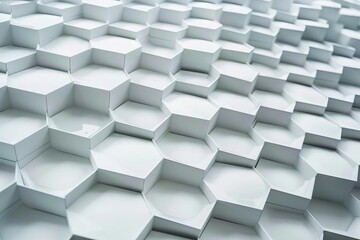 White geometric hexagonal pattern, representing blockchain technology