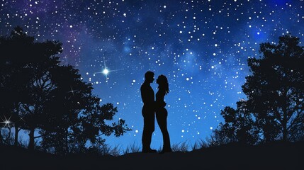 Fototapeta premium A couple in love standing together in a universe landscape, Ai Generated