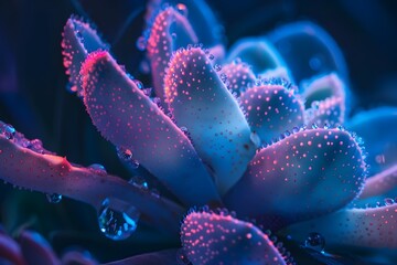 Bioluminescent Alien Lifeform A Radiant CloseUp of an Extraterrestrial Plants Pulsating Textures