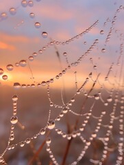Morning Dew Spiderweb A Radiant Display of Natures Geometric Delicacy