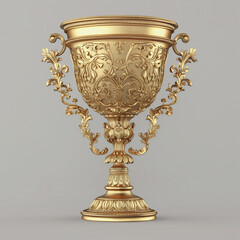 Antique Golden Trophy Cup with Ornate Details