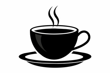 cup of coffee silhouette on white background, Vector illustration, bird, icon, svg, characters, Holiday t shirt, Hand drawn trendy Vector illustration, raven on a branch