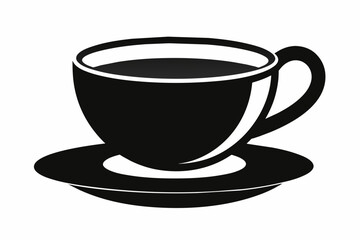 cup of coffee silhouette on white background, Vector illustration, bird, icon, svg, characters, Holiday t shirt, Hand drawn trendy Vector illustration, raven on a branch