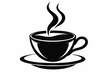 cup of coffee silhouette on white background, Vector illustration, bird, icon, svg, characters, Holiday t shirt, Hand drawn trendy Vector illustration, raven on a branch