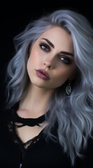 Fototapeta premium portrait of a mysterious woman with striking silver hair
