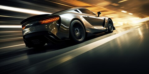 high-speed sports car racing on a winding road