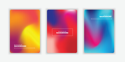 Naklejka premium Blurred backgrounds set with modern abstract blurred color gradient patterns. Smooth templates collection for brochures, posters, banners, flyers and cards.