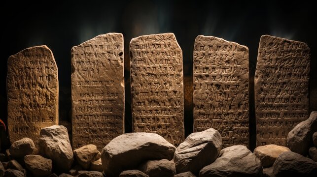 ancient stone tablets with cuneiform writing