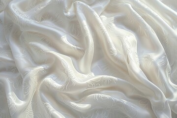 Obraz premium Realistic white silk pictures Printed with exquisite Thai patterns represents luxury
