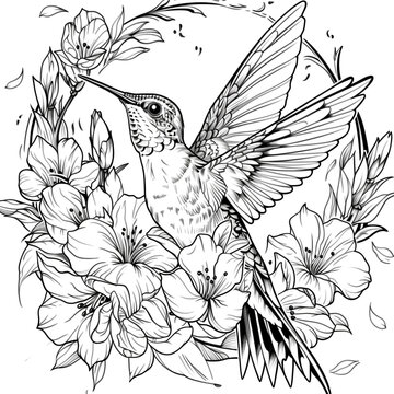 recommend clip art: A hummingbird is sitting on a flower with a flower in the background
