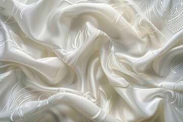 Obraz premium Realistic white silk pictures Printed with exquisite Thai patterns represents luxury