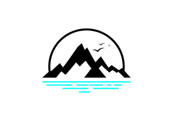 mountain and water logo template logo icon vector illustration