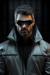 Obraz premium Mysterious man in dark sunglasses and jacket
