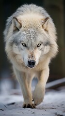 Majestic white wolf in the snow