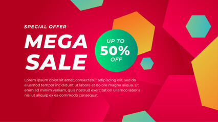 Red green and orange vector abstract trendy gradient geometrical shape modern sale background. For website, banners, brochure, posters, flyer, card, and cover