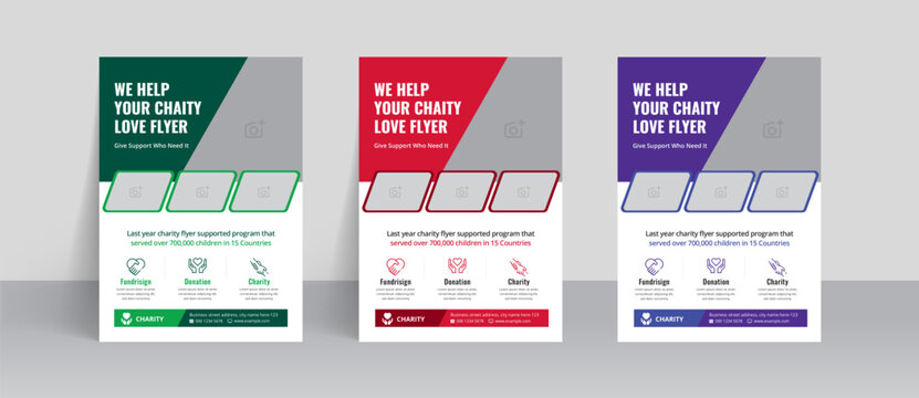 Charity flyer template with kids' book donation brochure cover ad design