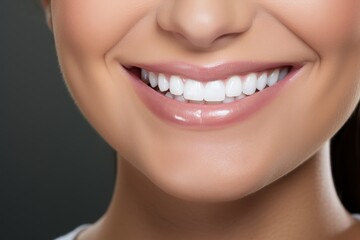 Obraz premium Closeup of a smiling woman's face with perfect teeth