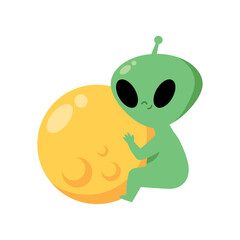 alien with moon
