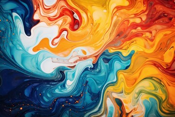 Vibrant abstract fluid art painting