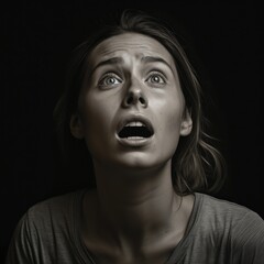 woman with shocked expression on face