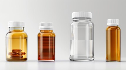 Various types of medicine bottles containing health care products for medical use, Ai Generated