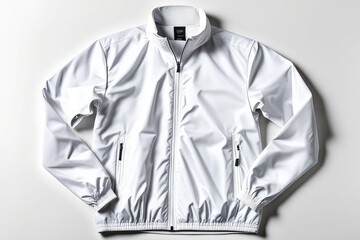 a white windbreaker jacket image isolated on a white background