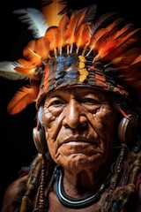 Powerful portrait of indigenous tribal elder