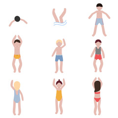 Set of swimming pose