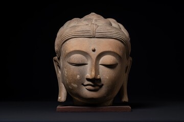 Serene buddhist statue with closed eyes
