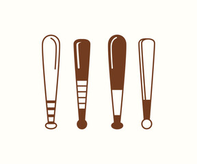 baseball bats stick icon vector simple flat modern style illustration collections sets 