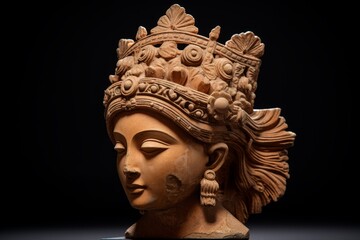Ornate carved stone sculpture of a deity
